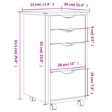 Rolling Cabinet with Drawers MOSS White Solid Wood Pine 355904
