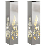 Solar LED Pathway Light 2 pcs Silver Stainless Steel 879804