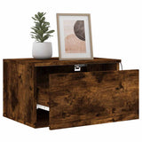 Wall-mounted Bedside Cabinets with LED Lights 2 pcs Smoked Oak 836835