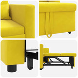 Pull out Sofa Bed Single Yellow 90 x 165 x 87 cm Velvet 42002704