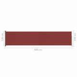 Patio Retractable Side Awning 140x600 cm Red 317955