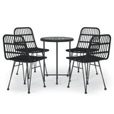 5 Piece Garden Dining Set Black Poly Rattan 3157840