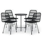 ZNTS 5 Piece Garden Dining Set Black Poly Rattan 3157840