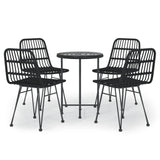 ZNTS 5 Piece Garden Dining Set Black Poly Rattan 3157840