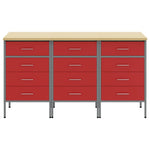 Work Cabinet with Drawer 3 pcs Red and Grey 150 x 55 x 85 cm 3321369