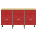 Work Cabinet with Drawer 3 pcs Red and Grey 150 x 55 x 85 cm 3321369