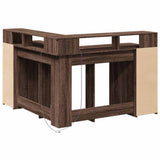 Desk with LED Lights Brown Oak 130x130x91 cm Engineered Wood 3309453