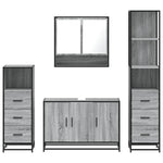 ZNTS 4 Piece Bathroom Furniture Set Grey Sonoma Engineered Wood 3301283