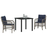 Garden Dining Set with Cushion 3 pcs Grey and Black Rattan 3380246