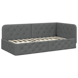 Corner Bed Frame with Headboard Dark Grey 90 x 200 cm Fabric 42016496