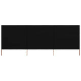 3-panel Wind Screen Fabric 400x160 cm Black 47152