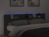 Storage Headboard with LED Black Engineered Wood 3418694
