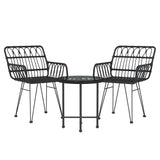 3 Piece Garden Dining Set Black Poly Rattan 3157830