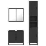 ZNTS 3 Piece Bathroom Furniture Set Black Engineered Wood 3301065