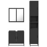 ZNTS 3 Piece Bathroom Furniture Set Black Engineered Wood 3301065