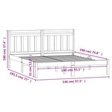 3100569 Bed Frame without Mattress Solid Wood 140x190 cm