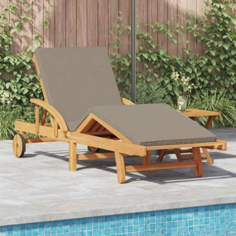 Sun Lounger Reclining Taupe 200 x 67 x 84cm Solid Acacia wood 4105530