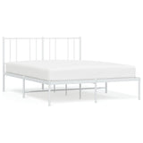 Metal Bed Frame without Mattress with Headboard White 160x200cm 352532