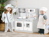 Kids Wooden Toy Kitchen Pretend Play Cooking Playset w/ Sound & Light Effect, Battery Operated T3398P378967