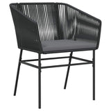 Garden Dining Set with Cushion 3 pcs Black Powder-Coated Steel 3380918