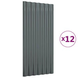 Roof Panels 12 pcs Galvanised Steel Anthracite 80x36 cm 319136