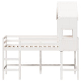 Loft Bed with Ladder and Roof without Mattress White 90x190 cm Single 3282033