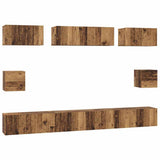 TV Cabinet Set Wall-mounted 8 pcs Old Wood Engineered Wood 3393294