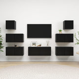 ZNTS 7 Piece TV Cabinet Set Black Engineered Wood 3078817