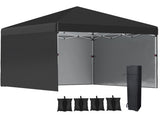 3 x 3m Metal Frame Gazebo, Pop Up Event Shelter with 2 Sidewalls, Weight Bags and Wheeled Bag, Black T3398P315467