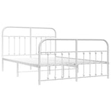 Bed Frame White Powder-Coated Steel 140x190 cm Bed Frame 352645