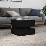 Coffee Table with LED Lights Black Oak 50x50x40 cm 862257