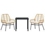 Garden Dining Set 3 pcs Brown Poly Rattan 3380862