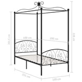 Canopy Bed Frame without Mattress Black Metal 100x200 cm 284475
