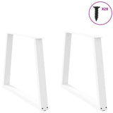 Dining Table Legs V-Shape 2 pcs White 100x cm Steel 4012581