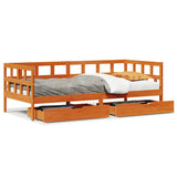 Daybed with Drawers without Mattress Wax Brown 80x200 cm Solid Wood 3302090