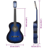 8 Piece Classical Guitar Beginner Set Blue 3/4 36" 70117
