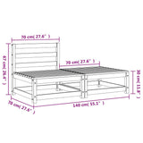 Garden Sofa Armless with Footstool Wax Brown Solid Wood Pine 837960