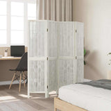 Room Divider 4 Panels White Solid Wood Paulownia 358673