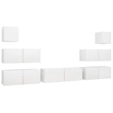 7 Piece TV Cabinet Set White Engineered Wood 3078713