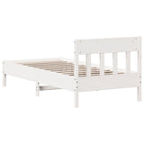 Bed Frame without Mattress White 100x200 cm Solid Wood Pine 842655