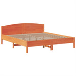 ZNTS Bookcase Bed without Mattress Wax Brown 180x200 cm Super King Solid Wood Pine 3323136