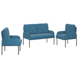 Sofa Sets with Cushion 3 pcs Blue 115 x 56 x 80 cm Plywood 3406216
