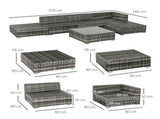 6 PC Rattan Sofa Coffee Table Set Sectional Wicker Weave Furniture for Garden Outdoor Conservatory T3398P320062