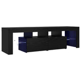 TV Cabinet with LED Lights Black Oak 140x36.5x40 cm Engineered Wood 862030