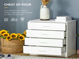 Chest of Drawers, 4 Drawers Storage Cabinet with Metal Rails, Anti-Tip for Playroom, Nursery Room, T3398P344249