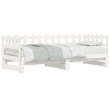 Pull-out Day Bed without Mattress White 2x cm Solid Wood 840386