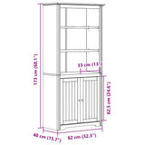 Bookcase BODO White 80x40x172 cm Solid Wood Pine 355056