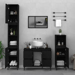 ZNTS 3 Piece Bathroom Furniture Set Black Engineered Wood 3185606
