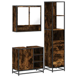 3 Piece Bathroom Furniture Set Smoked Oak Engineered Wood 3301177