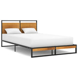 Bed Frame Black, Wood Brown Powder-coated metal, MDF Double 324864